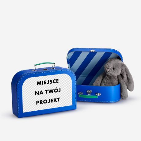 Niebieski kuferek szyty rcznie TWJ PROJEKT prezent dla chopca personalizowany kuferek walizeczka