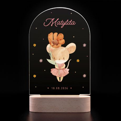Lampka led MYSZKA prezent na narodziny dziewczynki lampka led dla dziecka lampka nocna dla dziecka