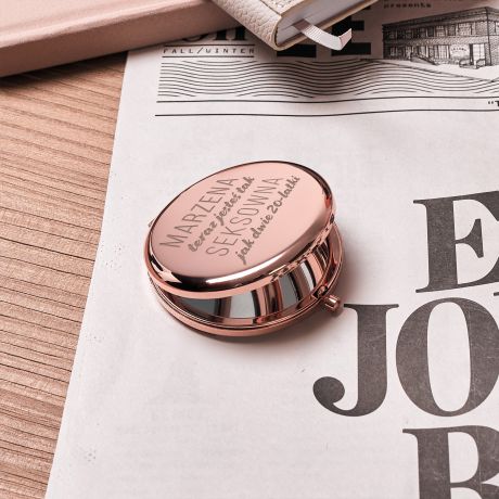 Lusterko grawerowane rose gold PREZENT NA 40 URODZINY DLA NIEJ