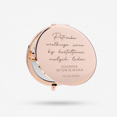 Lusterko kieszonkowe UPOMINEK DLA PRZEDSZKOLANKI rosegold prezent dla przedszkolanki
