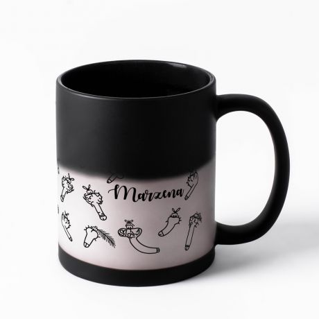 Magiczny kubek DZWONKI mieszny prezent na wita witeczny kubek mieszny kubek witeczny