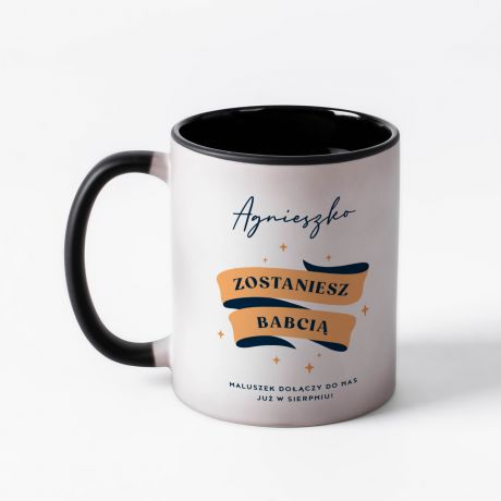 Magiczny kubek personalizowany ZOSTANIESZ BABCI prezent dla przyszej babci ogoszenie ciy
