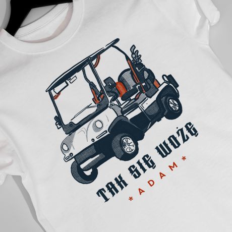 Męska koszulka do golfa TAK SIĘ WOŻĘ - S