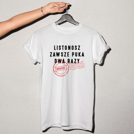 Mska koszulka z nadrukiem PREZENT DLA LISTONOSZA - L