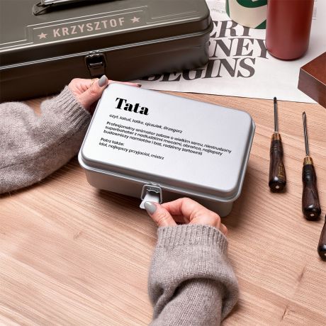 Metalowa skrzyneczka dla taty DEFINICJA szara