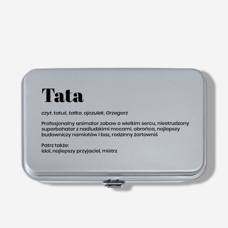 Metalowa skrzyneczka dla taty DEFINICJA szara