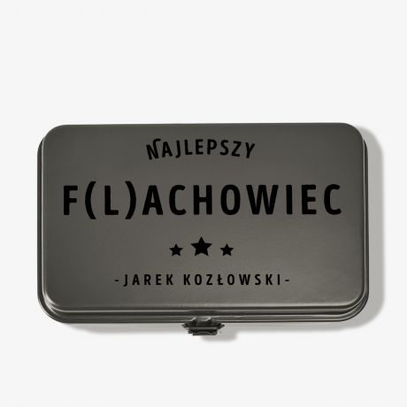 Skrzynka metalowa zamykana ciemnozielona FLACHOWIEC praktyczny prezent dla faceta
