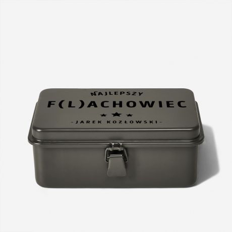 Skrzynka metalowa zamykana ciemnozielona FLACHOWIEC praktyczny prezent dla faceta