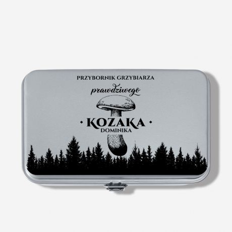 Metalowe pudeko PRZYBORNIK GRZYBIARZA szare