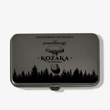 Metalowe pudeko PRZYBORNIK GRZYBIARZA ciemnozielone