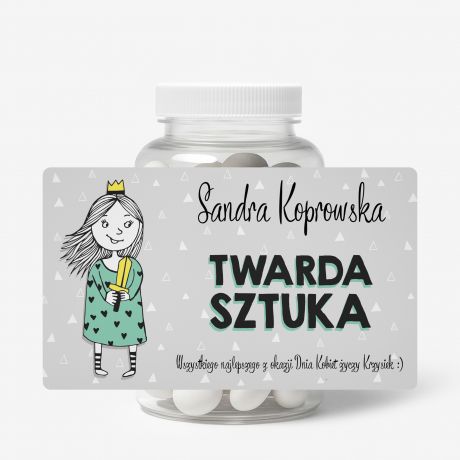 Mitwki + etykieta dekoracyjna do samodzielnego naklejenia TWARDA SZTUKA prezent dla kobiety cukierki mitowe