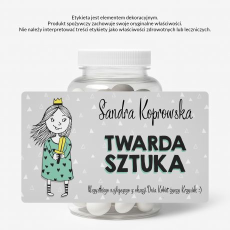 Mitwki + etykieta dekoracyjna do samodzielnego naklejenia TWARDA SZTUKA prezent dla kobiety cukierki mitowe