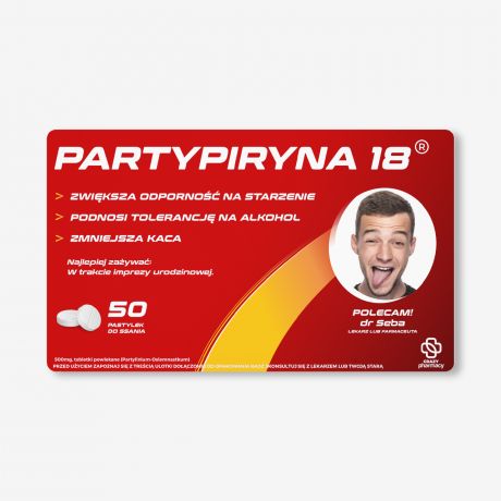 Mitwki + etykieta dekoracyjna do samodzielnego naklejenia PARTY mieszny upominek urodzinowy cukierki mitowe