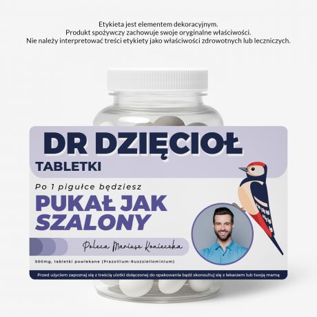 Mitwki + etykieta dekoracyjna do samodzielnego naklejenia DZICIO zabawny upominek ze zdjciem draetki mitowe