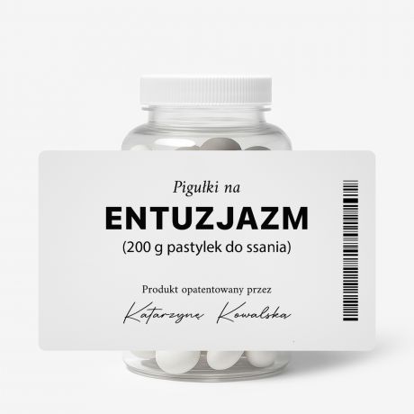 Mitwki + etykieta dekoracyjna do samodzielnego naklejenia ENTUZJAZM prezent dla pesymisty prezent dla marudy