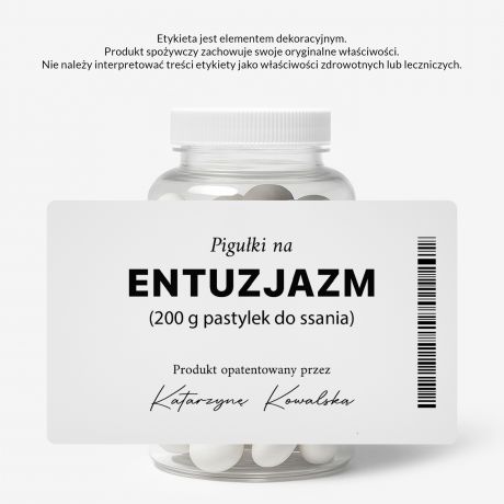 Mitwki + etykieta dekoracyjna do samodzielnego naklejenia ENTUZJAZM prezent dla pesymisty prezent dla marudy
