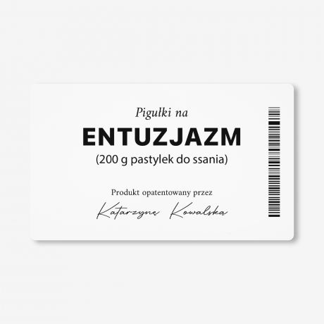 Mitwki + etykieta dekoracyjna do samodzielnego naklejenia ENTUZJAZM prezent dla pesymisty prezent dla marudy