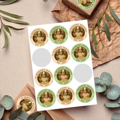Naklejki urodzinowe ZE ZDJCIEM personalizowane naklejki naklejki ze zdjciem naklejki na urodziny