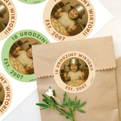 Naklejki urodzinowe ZE ZDJCIEM personalizowane naklejki naklejki ze zdjciem naklejki na urodziny