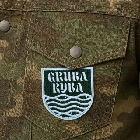 Naprasowanka dla w�dkarza GRUBA RYBA upominek dla w�dkarza dodatek do prezentu gad�et dla w�dkarza