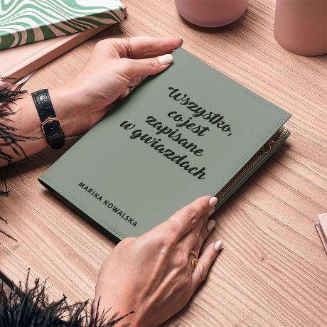 Notatnik z zamkiem ZAPISANE W GWIAZDACH prezent dla wrki notes skrzany prezent dla zodiakary