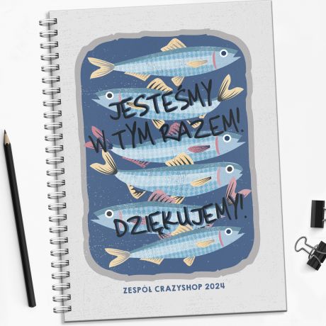 mieszny notes JESTEMY W TYM RAZEM prezent dla pracownika prezent dla wsppracownika notes z nadrukiem