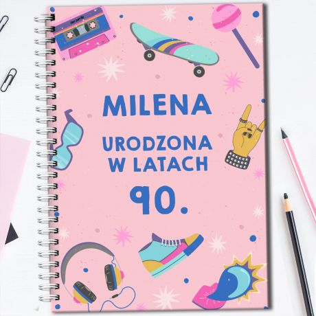 Personalizowany notes LATA 90. sentymentalny prezent na urodziny