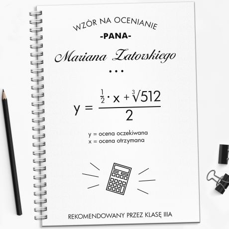 Personalizowany notes WZR NA OCENIANIE dla nauczyciela matematyki prezent dla matematyczki notes na dzie nauczyciela