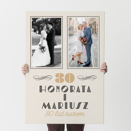Obraz na ptnie na 30 rocznic lubu KIEDY I DZI 100x70 cm prezent na 30 rocznic lubu