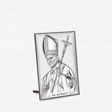 Posrebrzany obrazek PAPIE� JAN PAWE� II pami�tka bierzmowania