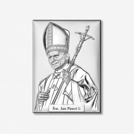 Posrebrzany obrazek PAPIE� JAN PAWE� II pami�tka bierzmowania