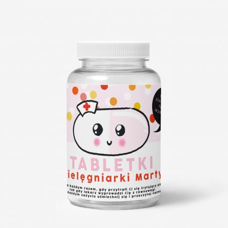 Opakowanie na cukierki z personalizowan� etykiet� PREZENT DLA PIEL�GNIARKI NA URODZINY pude�ko na cukierki
