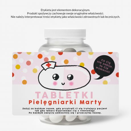 Opakowanie na cukierki z personalizowan� etykiet� PREZENT DLA PIEL�GNIARKI NA URODZINY pude�ko na cukierki