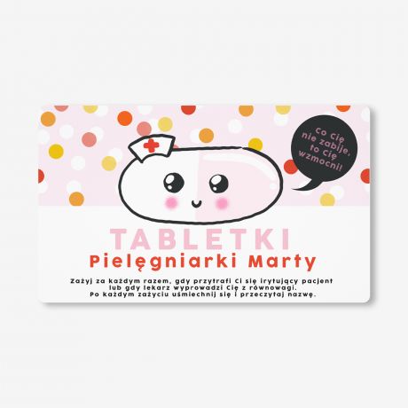 Opakowanie na cukierki z personalizowan� etykiet� PREZENT DLA PIEL�GNIARKI NA URODZINY pude�ko na cukierki
