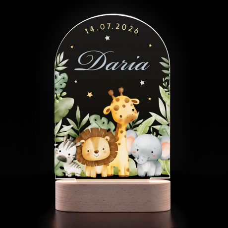Ozdobna lampka nocna dla niemowl�t SAFARI lampka z imieniem lampka dla dziecka lampka nocna personalizowana lampka