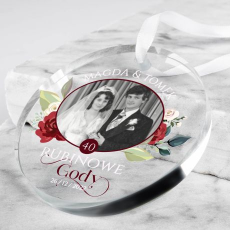 Pamitkowa zawieszka RUBINOWE GODY upominek na 40 rocznic lubu