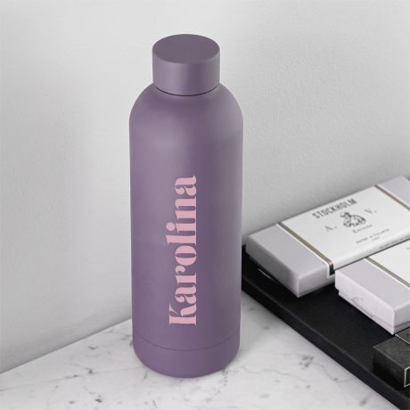 Personalizowana fioletowa butelka termiczna Z IMIENIEM