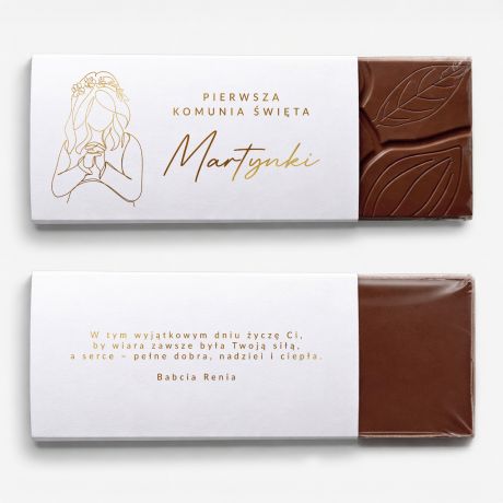 Personalizowana CZEKOALDA NA KOMUNI� upominek dla dziewczynki upominek na komuni� dla dziewczynki