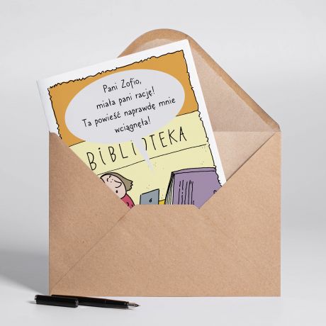 Personalizowana KARTKA DLA BIBLIOTEKARKI A4 prezent dla bibliotekarki kartka a4