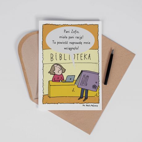 Personalizowana KARTKA DLA BIBLIOTEKARKI A4 prezent dla bibliotekarki kartka a4