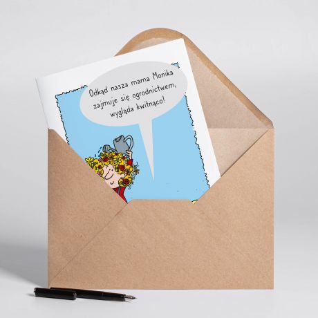 Personalizowana KARTKA DLA MAMY ogrodniczki A4