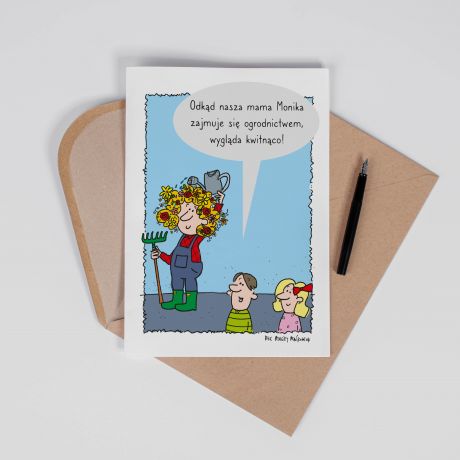 Personalizowana KARTKA DLA MAMY ogrodniczki A4