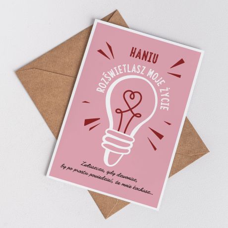 Personalizowana kartka dla ukochanej osoby ROZ�WIETLASZ MOJE �YCIE kartka walentynkowa upominek na walentynki