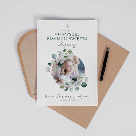 Personalizowana KARTKA KOMUNIJNA ze zdjciem A4 kartka na komuni upominek na komuni kartka z nadrukiem