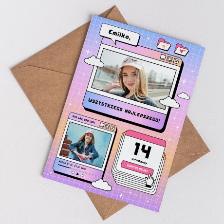 Personalizowana kartka na 14 URODZINY prezent na urodziny dla 14 latki prezent na 14 urodziny