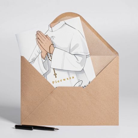 Personalizowana KARTKA NA KOMUNI� dla ch�opca - A4 personalizowana pami�tka na komuni� pami�tki komunijne