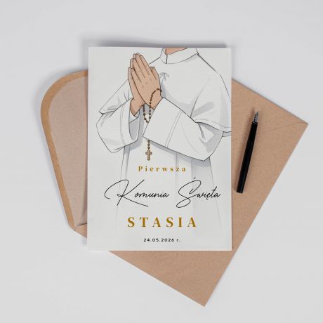 Personalizowana KARTKA NA KOMUNI� dla ch�opca - A4 personalizowana pami�tka na komuni� pami�tki komunijne