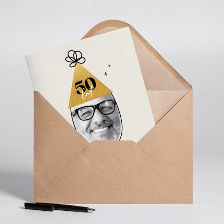 Personalizowana kartka na urodziny ZE ZDJCIEM kartka urodzinowa kartka personalizowana upominek na 50 urodziny