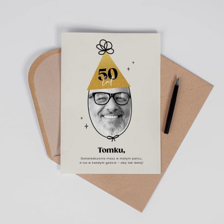 Personalizowana kartka na urodziny ZE ZDJCIEM kartka urodzinowa kartka personalizowana upominek na 50 urodziny