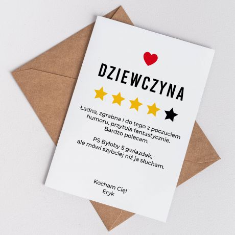 Kartka walentynkowa DLA DZIEWCZYNY